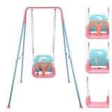 TALECO Gear Toddler Swing, 3-in-1 Swing Sets for Backyard, Baby Swing OutdoorIndoor, Toddler Swing Set Suitable for Children 6 Months and Older (Pink)