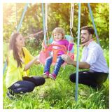 TALECO Gear Toddler Swing, 3-in-1 Swing Sets for Backyard, Baby Swing OutdoorIndoor, Toddler Swing Set Suitable for Children 6 Months and Older (Pink)