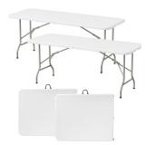 Elevon Folding Table, 8 Feet Heavy Duty Fold-in-Half Utility Table Indoor Outdoor for Camping, Picnic, Party *has a couple cracks as seen in pictures*