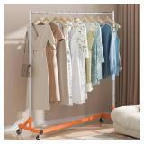 VEVOR Z Rack, 300 lbs Industrial Grade Z Base Garment Rack, 24\ x 63\in x 71\in Clothes Rack, Sturdy Steel Heavy Duty Clothing Rack wLockable Casters for Home Garment Store Orangein