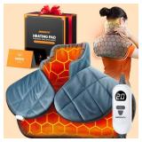 Graphene-Infused Weighted Heating Pad, Effective Pain Relief Instant Heating Pads for Neck and Shoulders and Back, Ergonomic Heated Wrap w 6 Heat Options 4 Auto Timer, Christmas Gifts for Women Men