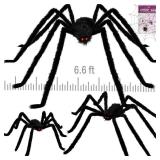 Colovis 3 Pack Halloween Giant Spider Decoration Set, Realistic 6.6FT5FT3FT Large Scary Black Hairy Spider Props for Indoor, Outdoor Yard, Party, Haunted House Decor