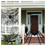 Colovis 3 Pack Halloween Giant Spider Decoration Set, Realistic 6.6FT5FT3FT Large Scary Black Hairy Spider Props for Indoor, Outdoor Yard, Party, Haunted House Decor