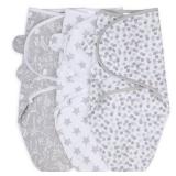 The Peanutshell Baby Swaddle Blankets for Boys or Girls, Grey Safari Animals and Stars, 3 Pack Wrap Set (MediumLarge)