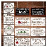 Christmas Stencils for Painting on Wood Crafts Reusable, Large Holiday Winter Christmas Tree Santa Ornament Templates for Wood Burning Wall Door Home Cookie Art Canvas Projects Decor (10 Christmas 1)