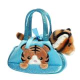 Aurora® Fashionable Fancy Pals Peek-A-Boo Tiger Stuffed Animal - Plush with Stylish Purse for Dress Up Fun - Perfect for Kids 3+ Years, Costumes, and Birthdays - Orange 7 Inches