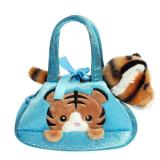 Aurora® Fashionable Fancy Pals Peek-A-Boo Tiger Stuffed Animal - Plush with Stylish Purse for Dress Up Fun - Perfect for Kids 3+ Years, Costumes, and Birthdays - Orange 7 Inches