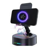 Bluetooth Speaker with Wireless Charging and Cell Phone Stand,Best Speaker Stand for iPhoneiPadSamsung Galaxy,HD Surround Sound Perfect for Home and Outdoors,Creative Gift (Black)