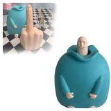 Junwait Funny Smiling Middle Finger Statue Ornaments, Novelty Resin Finger Man Sculpture Decorations, Quirky Middle Finger Hand Statue for Table Shelf Office Desktop Decoration *outer part only*