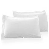 THREADZEN King Pillow Shams Set of 2  100percent Egyptian Cotton, 600 Thread Count, 21x41 Inches, Soft and Breathable Decorative Pillow Covers with Envelope Closure  Long Staple Cotton, White