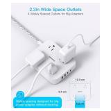 Flat Plug Extension Cord, HANYCONY 5ft Power Strip with 4 USB Ports(2 USB C), 4 Widely Outlets Extender, Wall Mount, Desk Charging Station for Office School Travel Dorm Room Essentials, ETL Listed
