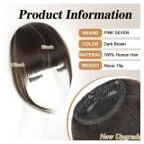PINK SEVEN Clip in Bangs Real Human Hair,Dark Brown Bangs Hair Clip on Fake Bangs with Temples for Women Daily Wear(Dark Brown)