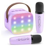 YLL Mini Karaoke Machine with 2 Wireless Microphones, TOP Kids Gifts for Girls Ages 3, 4, 5, 6, 7, 8, 9, 10, 11, 12 +Years Old, 4-12th Christmas Birthday Toy Gift for Girls Boys Party (Purple)