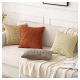 MIULEE Pack of 2 Corduroy Decorative Throw Pillow Covers 16x16 Inch Soft Boho Striped Pillow Covers Modern Farmhouse Home Decor for Sofa Living Room Couch Bed Rust