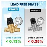 Kohree RV Water Pressure Regulator for RV Camper, Adjustable Handle Brass Lead-Free Reducer Valve RV Water Pressure Regulator with Gauge and 2 Inlet Screened Filters for RV Camper Travel Trailer