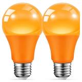 JAHEKS Orange Light Bulbs for Outdoor Porch, 9W(60W Equivalent) E26 Base LED Orange Bulb for Halloween Christmas Wedding,Party,Bar,Holiday Lighting,Home Decor, 2-Pack
