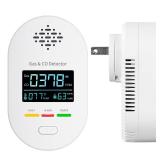 Carbon Monoxide Detectors,Plug in CO and Natural Gas Detector, Combination Gas and Carbon Monoxide Detectors for Travel with Temperature Humidity Display, 4 in 1 CO and Gas Detector for HomeTravel