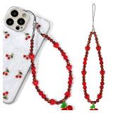Neptniopllab Phone Charms-1PC Red Cherry Charm Strap Universal Lanyard Wrist Chain String for Phone Case(Red Cherry,1PC)