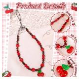 Neptniopllab Phone Charms-1PC Red Cherry Charm Strap Universal Lanyard Wrist Chain String for Phone Case(Red Cherry,1PC)