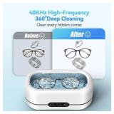 BYASKZIV Ultrasonic Jewelry Cleaner, 48KHz Ultrasonic Cleaner Machine for Jewelry, Eyeglasses, Rings, Watch Strap, Dentures- Dual Cleaning Modes, 304 Stainless Steel Tank