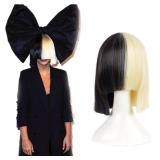 PHOCAS HairPhocas Half Blonde and Black 2 Tone Hair Short Straight Cosplay Wig for Women