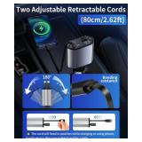 Retractable Car Charger, 4 in 1 Fast Charging Car Charger USB-C and USB-A Compatible with iPhone 161514131211,Galaxy,Pixel