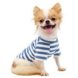 LOPHIPETS 100percent Breathable Cotton Striped Dog Tee Shirt T-Shirtfor Small Dogs Teacup Chihuahua Yorkie Puppy Clothes -Blue and White StripsS