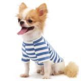 LOPHIPETS 100percent Breathable Cotton Striped Dog Tee Shirt T-Shirtfor Small Dogs Teacup Chihuahua Yorkie Puppy Clothes -Blue and White StripsS