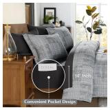 MaiRêve Charcoal Grey Queen Comforter Set, Textured Design Grey Crinkle Bed in A Bag Queen Size, Queen Comforter Set with 7 Pieces with Comforter, Sheets, Pillowcases and Shams 90\x 90\inin