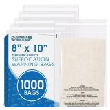 Spartan Industrial - 8\ X 10\in (1000 Count) Self Seal Clear Poly Bags with Suffocation Warning - Permanent Adhesivein