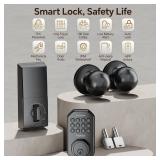 VCHOO Keyless Entry Door Lock with Handle, App Control Door Locks for Front Door, Auto Lock Keypad Door Lock with Handle, Smart Door Lock for Home Hotel Bedroom with 2 Door Knobs