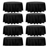 Fivenl 8 Pack Round Tablecloth 90 Inch Round Table Covers Bulk Washable Polyester Fabric Round Table Clothes for Wedding Party Reception Banquet Buffet Restaurant (Black, 90 Inch)