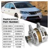 23100-1KM1A Alternator 12V 110A Compatible with Nissan Juke L4 1.6L 2011 2012 2013 2014 2015 2016 2017, Sentra 2017 2018, 6-Groove Clutch Pulley Clockwise, Replace# 13258N, 23100-3YM1A