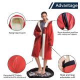 Oksun Waterproof Swim Parka, Windproof Surf Poncho Warm Coat, Recycled Fabric Water Resistent Oversized Sherpa Lining Jacket (Red)