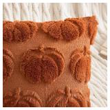MIULEE Fall Throw Pillow Covers 20x20 Set of 2 Autumn Decorations Dark Rust Pumpkin Accent Pillowcase for Outdoor Porch Sofa Couch Bed Living Room Plush Faux Fur Halloween Farmhouse Home Decor
