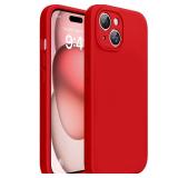 Miracase Compatible with iPhone 15 Case, [Soft Anti-Scratch Microfiber Lining], Liquid Silicone Case Gel Rubber Shockproof Drop Protection Phone Case for iPhone 15, Red