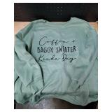 SOLY HUX Womenfts Plus Size Oversized Sweatshirt Letter Graphic Long Sleeve Crewneck Baggy Pullover Shirts Olive Green US22