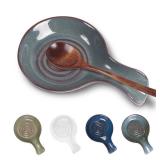 JINIHFW Spoon Rest for Kitchen, Ceramic Spoon Holder for Stove Top, Cooking Spoon Holder,Kitchen Spoon Rest,Heat Resistant Utensil Rest for Countertop, Dishwasher Safe, Blue-Green
