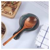 JINIHFW Spoon Rest for Kitchen, Ceramic Spoon Holder for Stove Top, Cooking Spoon Holder,Kitchen Spoon Rest,Heat Resistant Utensil Rest for Countertop, Dishwasher Safe, Blue-Green
