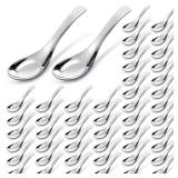 Tioncy 50 Pcs Stainless Steel Soup Spoons Mirror Polished Asian Soup Spoons for Bouillon Dessert Cereal Ramen Pho Wonton Dumpling Noodles