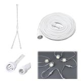 MorningRo 2 Pcs Extension Cable Kit Compatible with Govee Permanent Outdoor Light 3 Pins Y Splitter Cord Straight Extension Compatible with Govee H705 H706 H805 Weatherproof Patio Yard (16 ft,White)