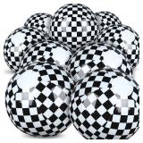 Hollowfly 12 Pack Black and White Checkered Flag Themed Beach Ball for Kids 7.87\ Bulk for Summer Pool and Beach Game Gifts Race Car Birthday Party Supplies and End of The Year Class Decorations Favor