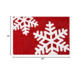 Estmy Red White Snowflake Christmas Bathroom Rugs 16W x 24L Non-Slip Rubber Backed Machine Washable, Soft Absorbent Shaggy Xmas Bath Mat Rug Winter Themed Christmas Festive Bathroom Floor Mat