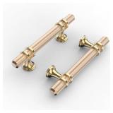 Coinkoly 10 Pack 3\(76mm) Gold Cabinet Pulls Knurled Kitchen Cabinet Handles Drawer Pulls Brushed Brass Cupboard Hardware for Cabinetsin