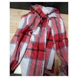 Blansdi Womens Flannel Shacket Plaid Button Down Long Sleeve Shirts Jacket Coats Fall Outfits Fashion Clothes 2025 Red