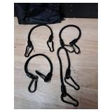 Black Bungee Straps with Carabiners Set