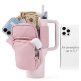 SUITMAT Water Bottle Pouch for Stanley Quencher Series Tumbler, Large Pouch Bag for Stanley Cup Accessories, Cup Backpack with Multiple Pockets for Phone, Cards, Keys (Bag Only)