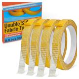 Double Sided Fabric Tape Heavy Duty for Hem, Fashion Dress, Cloth, Curtains, High Adhesive Sticky but Removable and Residue free, No Sewing or Ironing need, Multipurpose, 0.5 in x 33FT10m x 4Rolls