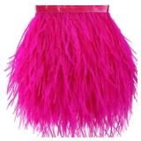 Soarer Fuchisa Ostrich Feather Trim - 1.5Ply 4-5Inch 2Yards Feathers Fringe Trim for DIY Sewing Clothing,Halloween Home Party(1.5ply-Fuchisa)