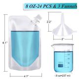 24 Pcs Plastic Flasks, 8 Oz Concealable and Reusable Drink Pouches, Leak-Proof Food Grade Plastic for Travel
